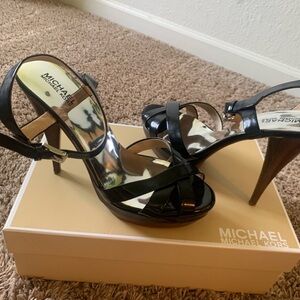 Michael Kors Glossy Black Strappy Heels
